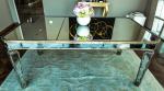 Glass Mirrored Dining Table Luxury Design Strong Wood Legs 76cm Height