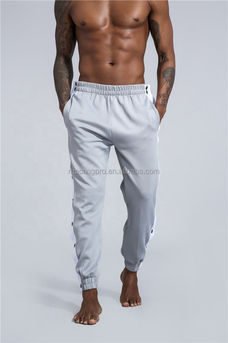 Polyester Active Basketball Track Pants with Side Snap Button and Joggers Tracksuit