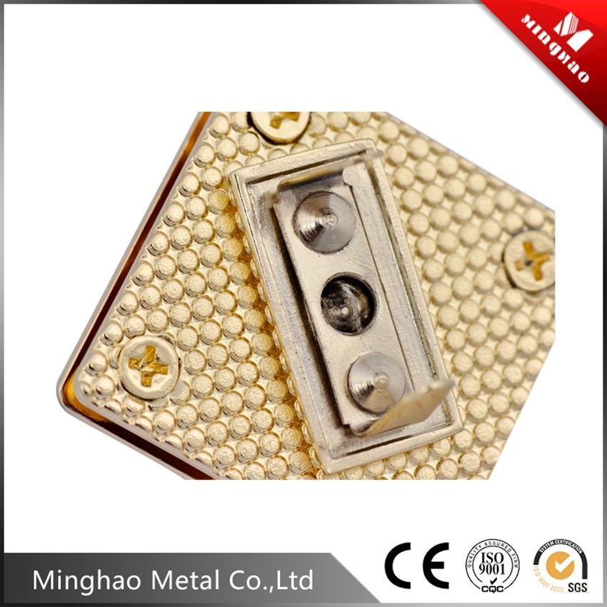 Durable gold handbag square turn lock for bag parts,30.9*30.9mm,Zinc alloy lock