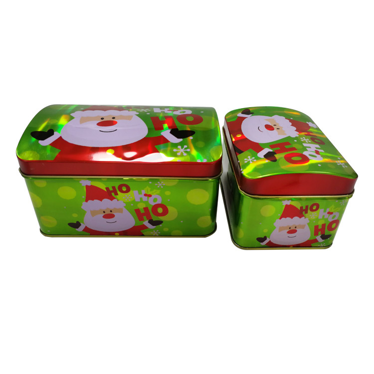 Small CMYK Printing Bulk Christmas Tins With Lids In Set Of 2
