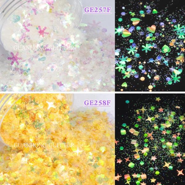 Glass Tumbler Chunky Hex Glitter Sparkle Mix Powder Stars Flowers Moons Hearts
