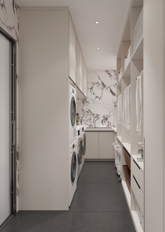 Fadior U-Shaped Stainless Steel Laundry Room With Versatile Storage And Utility