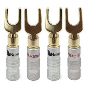 China Male Brass U Shaped Spade Connector , Gold Plated Y Spade Speaker Plugs wholesale