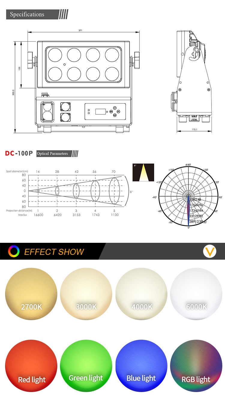 Event 566lm 100V Battery Powered LED Stage Lights Rechargeable Uplighter