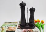 Manual Sustainable Wood Black Wooden Salt And Pepper Grinder Set