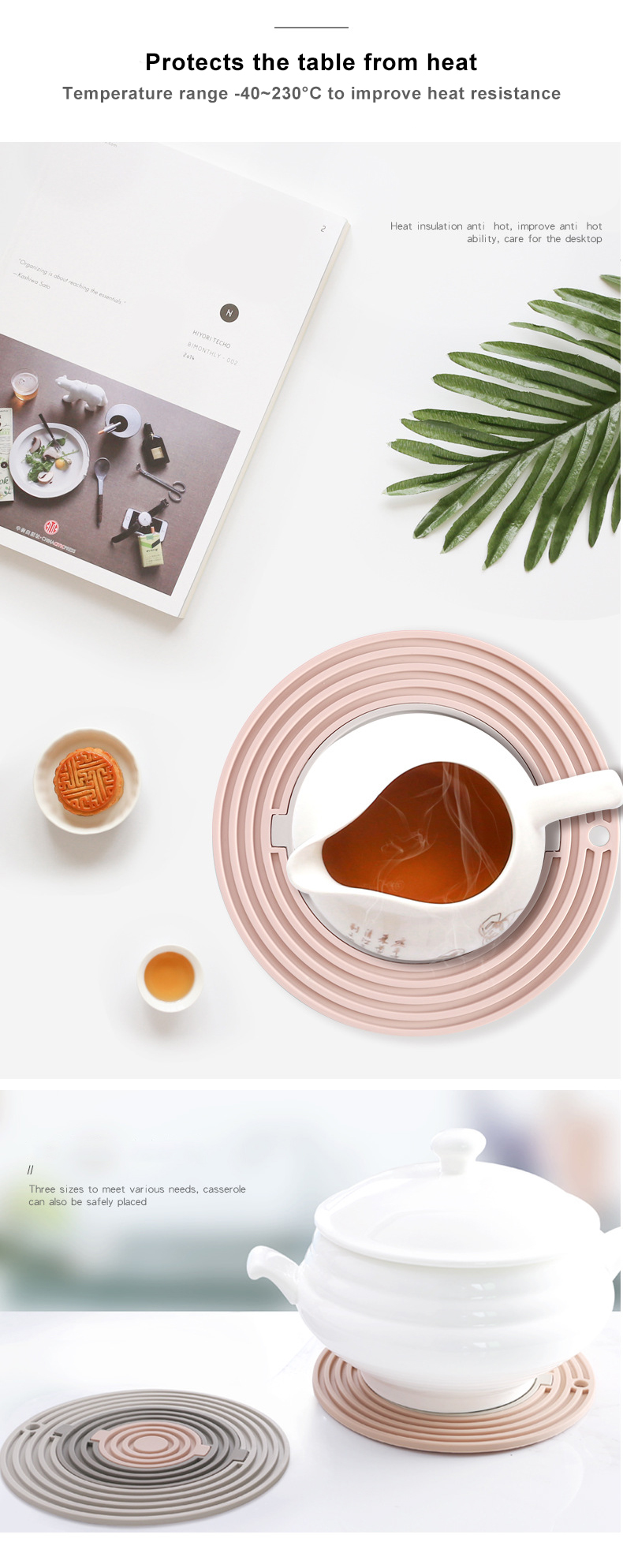 Customised Waterproof Easy To Clean Silicone Placemats And Coasters Silicone Insulation Pad