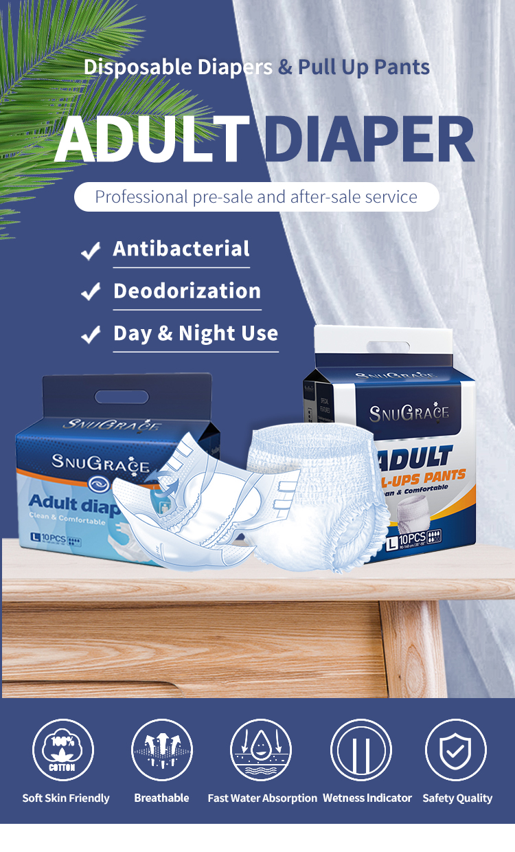 SnuGrace Direct Disposable Adult Diaper with Anti-Leak 3D Leak Prevention Channel
