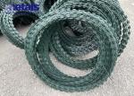 Green Pvc Coated Concertina Razor Wire 450mm Outside Cercle For Security Fence