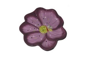 China Embossed Hand Painted Ceramic Candy Dish , Flower Shaped Ceramic Trinket Dish wholesale