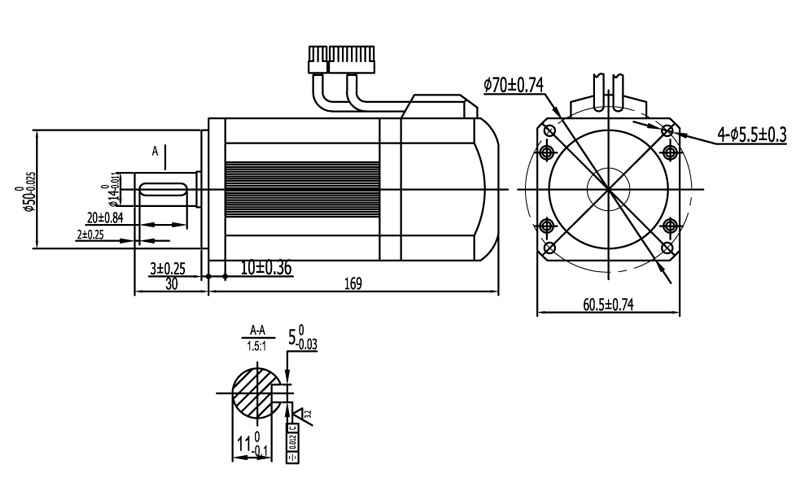 High Precision AC CNC Servo Motor 60x60mm 600W For Sewing Machine , 1.9Nm Rated Torque