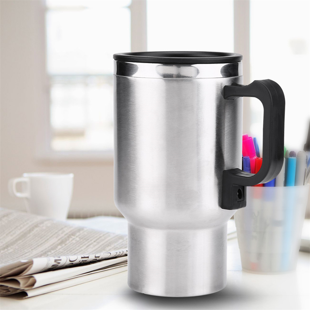 Car Heating Cup Travel Coffee Cup 12V Electric Heating Mug Stainless Steel Insulation Car Cup Charge Heat Mug