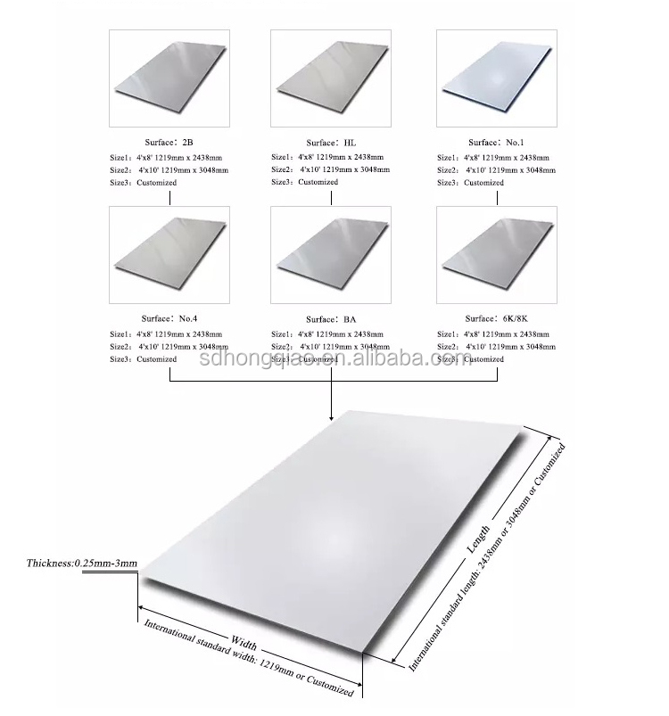 1mm 2mm 304 316 2B BA Finish Stainless Steel Sheet