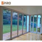 Black multi - Panels Aluminum Folding Doors Residential Energy Efficient