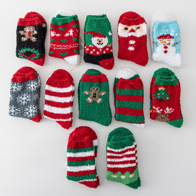 Christmas Indoor Warm Home Socks Knitted Thick Warm Fuzzy Socks