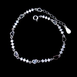 China Heart 925 Sterling Silver Cuff Bracelet / OEM Bracelet Extension Chain wholesale