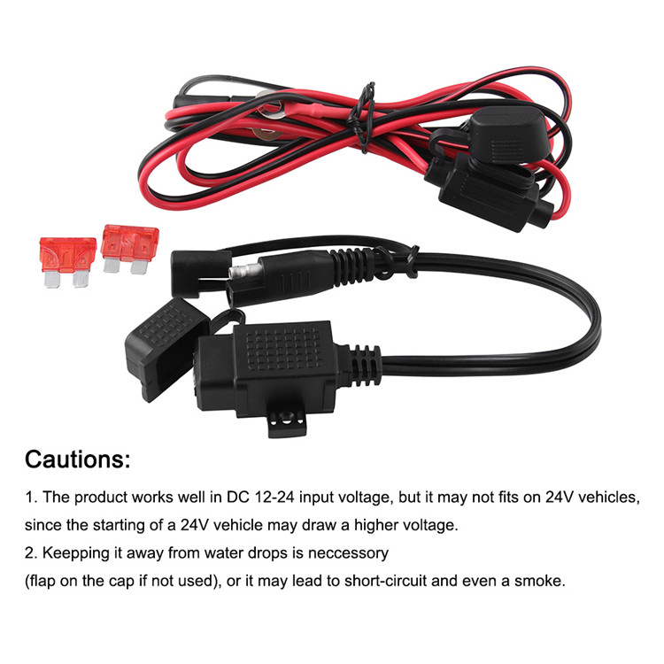 USB Charger 2.1A 12v Waterproof Automotive Wiring Harness With Inline Fuse Power