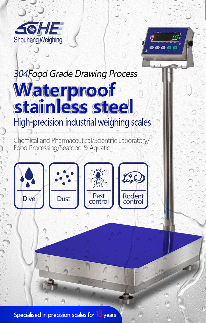 LED Display 300kg SOHE A1S Waterproof Scale for Food Factories 500*600mm Washable