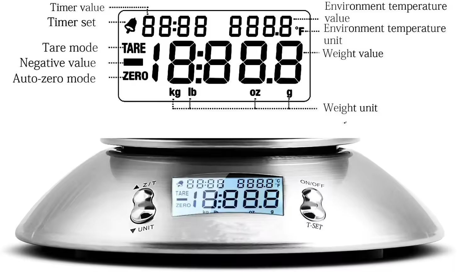 Stainless Steel Digital Kitchen Scale with Bowl Portable Battery-Powered Food Weighting Scale