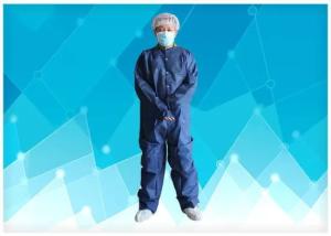 China Blue Disposable Coveralls Lightweight Economical Waterproof Disposable Coveralls wholesale