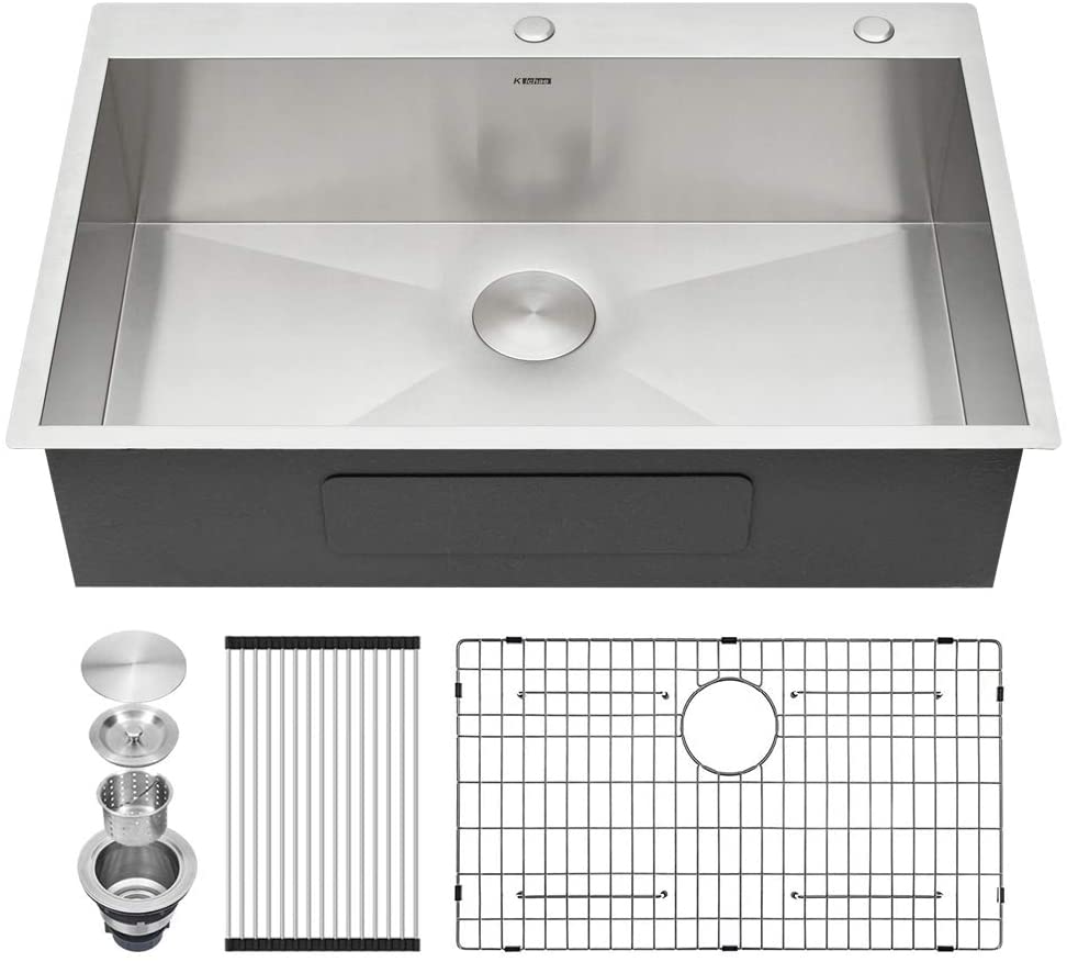 30x22 Drop In Top Mount Stainless Steel Kitchen Sink Basin