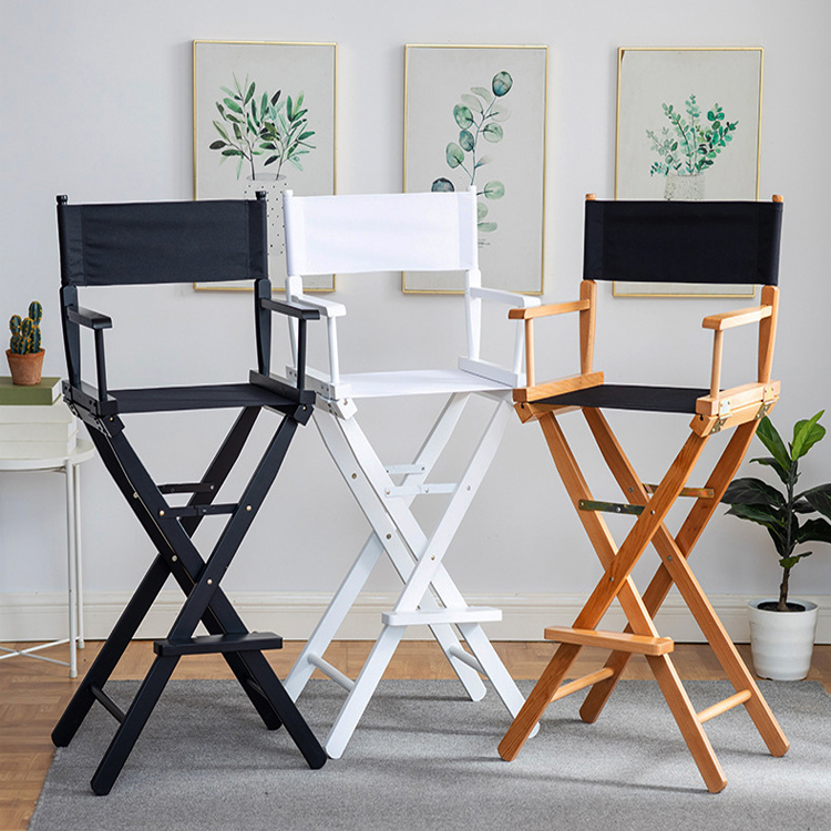 Logo None or Custom Logo Tall Wooden Folding Director Chair for Outdoor Indoor Camping