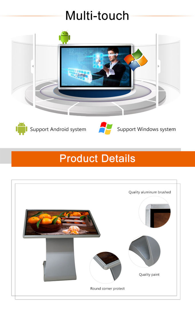 Samsung LG Free Standing Kiosk 32'' 700 Nits 1920x1080 FHD 3G 4G WIFI Touch Screen