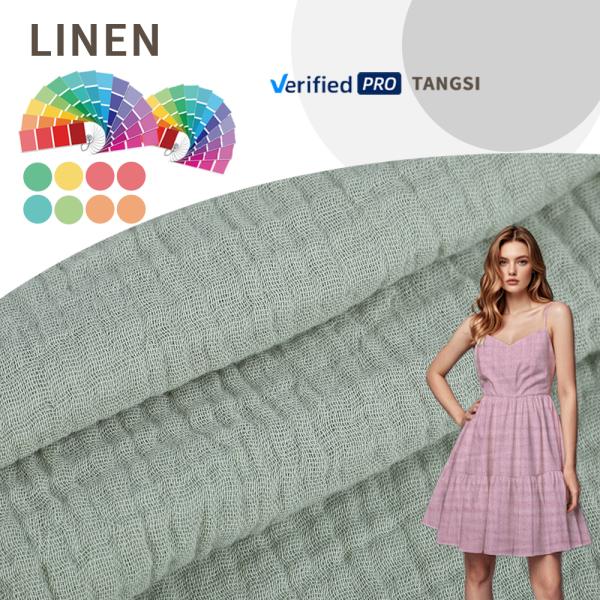 High Quality Wholesale Factory Woven Fabric Solid Color Crinkle Fabric Pure Cotton for Girls Women's Clothing Dress Shirt