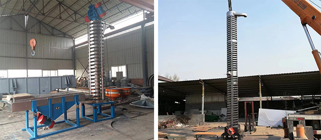Water Cooled Spiral Screw Conveyor Vertical Elevator For Rubber Particles