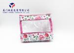 Leather Makeup Bag White PU Leather With Customized Printing Super Clear PVC