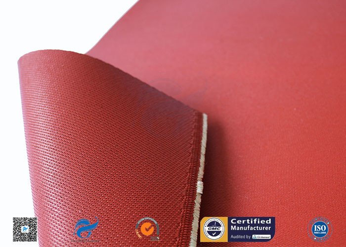 Heat Resistant Red Silicone Coated Fiberglass Cloth Double Sides 1.3mm