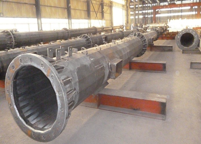 Hot-dip Galvanizing 60m Monopole Telecommunication Tower , Monopole Antenna Tubular Steel Tower