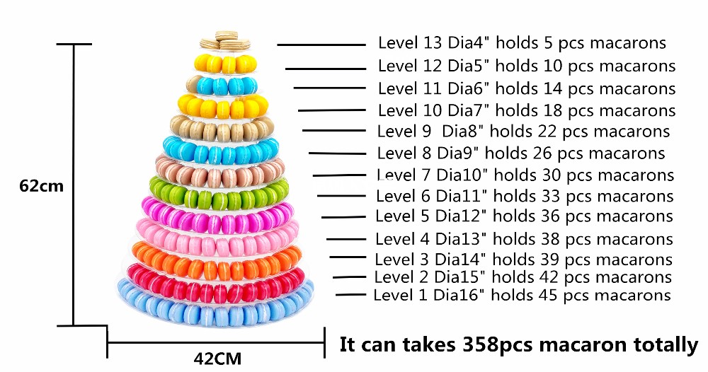 13 Tier large Plastic Macaron Packaging White 62cm Wedding Cupcake Stand