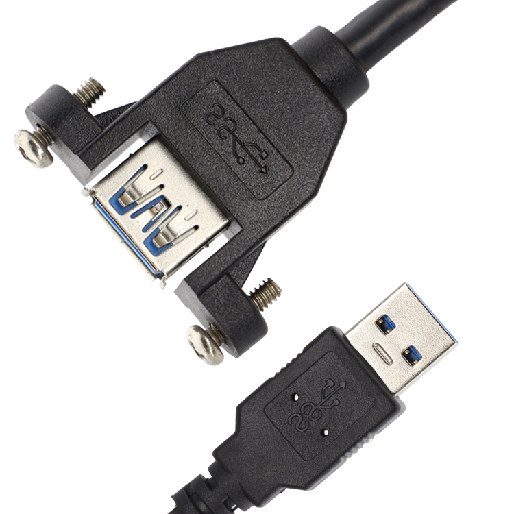 Screw Locking Micro Type C RJ45 Ethernet Male Female USB Panel Mount Cable