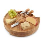 Round Bamboo Kitchen Cutting Board Knife Set For Chopping Blocks
