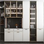 Plywood Hardwood Glass Showcase Cabinet Display For Living Room Bookcase