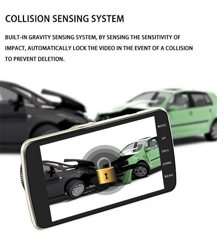 Wide Angle Car DVR Dash Cam 1080P 4 Inch 170 Degree IPS Touch Screen