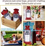 Organza Gift Bags, Jute Red Wine Bags, Burlap Bottle Pack 750ml With Sheer