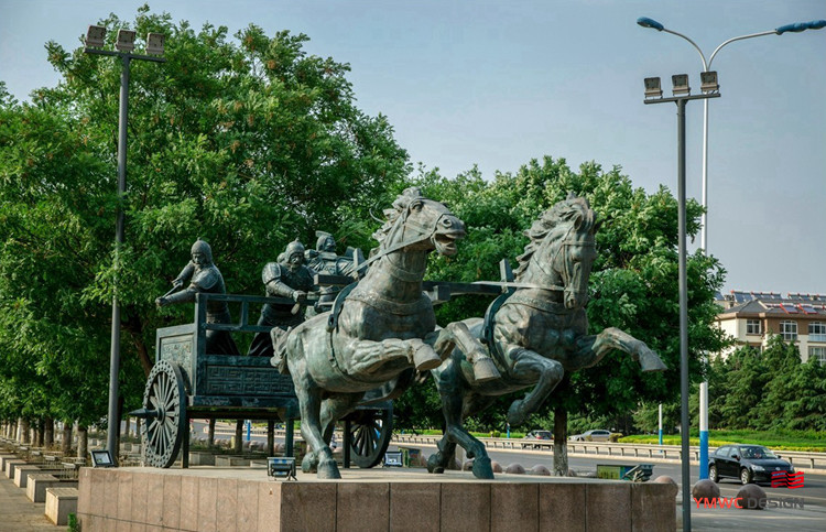 Regional Feature Cast Copper Sculpture of Chinese Bronze Carriage for Urban Landscape