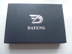 China Personalised Leather Texture Paper Packaging Boxes With Silver Foil Embossing wholesale