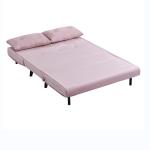 Tri Foldable Upholstered Trundle Daybed 2 Seater Pink Velvet Sofa Bed Chair