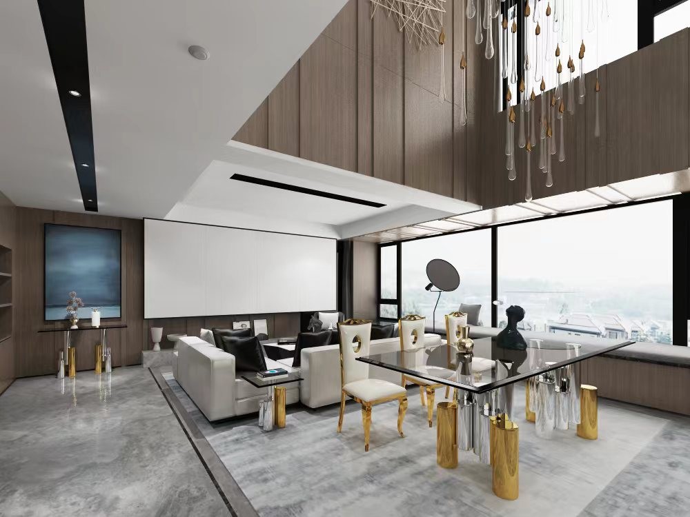 SEDIA Modern Glass Dining Table Set For 6 Elliptic Shape