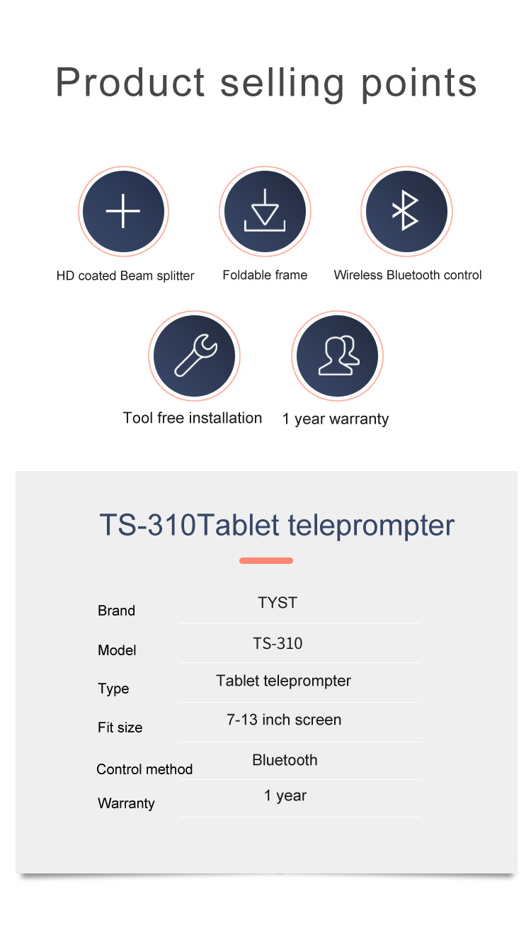 Splitter glass type Tempered glass Portable Teleprompter 10 13 inch for Android or iPad