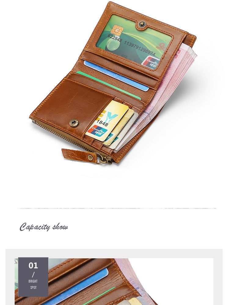 Minibook Genuine Leather Male Wallet with Anti-Theft Protection and Customizable Logo