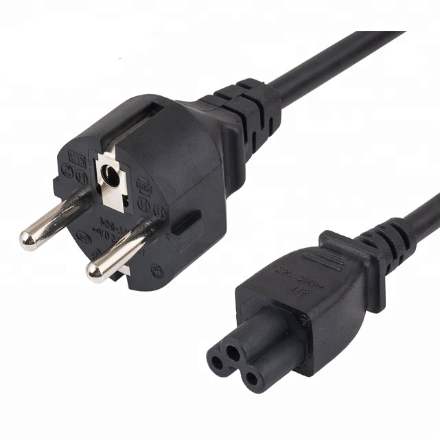EU VDE Power Cord Black Home Appliance Laptop Extension Cable