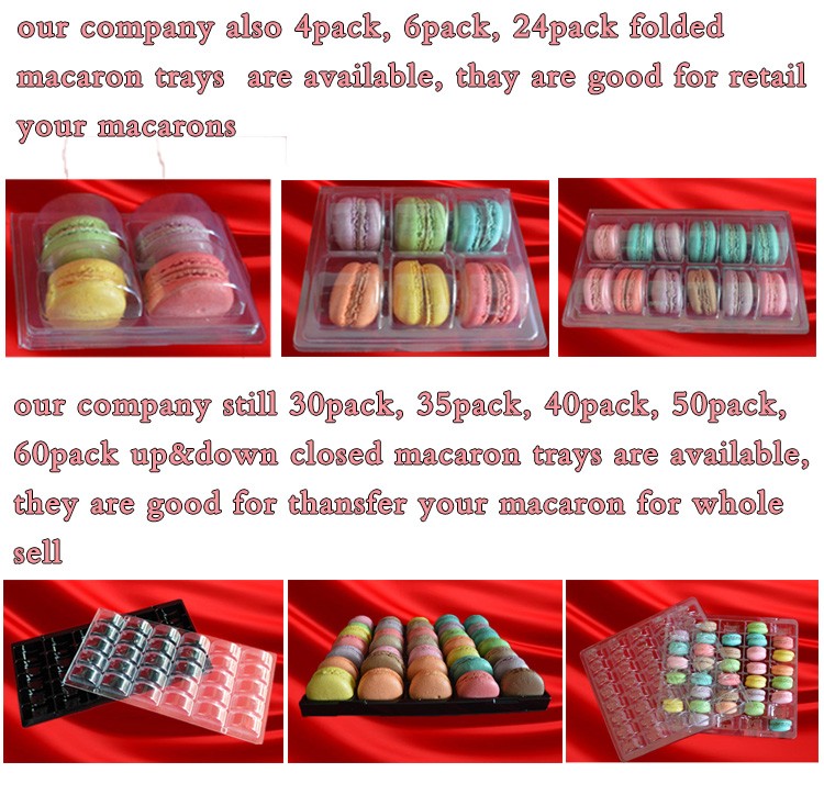 macaron cakes cookies PET PVC plastic blister thermoforming vacuum clear transparent containers