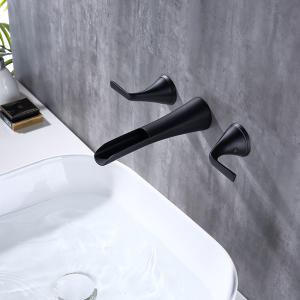 China Brass 8In Widespread 2 Handle Bathroom Faucet In Matte Black Gold wholesale