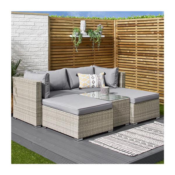 5 Piece Wicker Rattan Modular Outdoor Sofa Modern Design Style L70xW40xH39cm