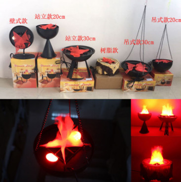 Halloween simulation LED fake fire plug fire lamp fire pot fire lamp fire bar KTV scene decoration props.