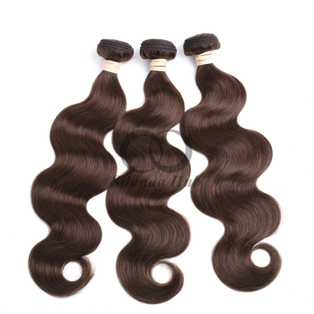 #4 Medium Brown Body Wave Remy Human Hair Bundles Sew In Weave Bundles Brazilian Bundle Deals