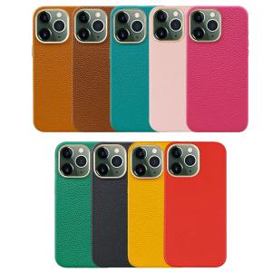 China Sleek and Durable Genuine Leather Mobile Phone Cases for iPhone 11-15 Pebble Leather wholesale